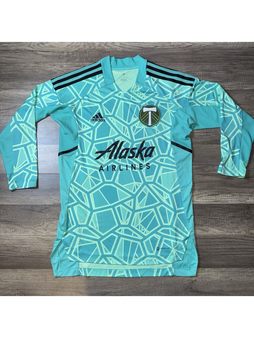 Adidas Portland Timbers Goalkeeper Jersey Men’s Small Teal Long Sleeve Aeroready
